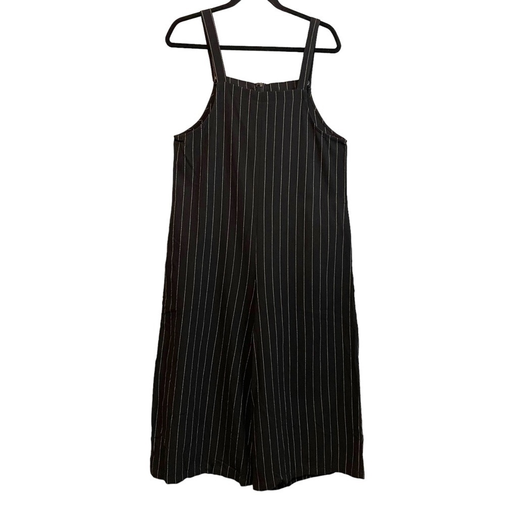 NWT I Joah Cropped Overall Striped Wide Leg Jumpsuit Women's Size Medium